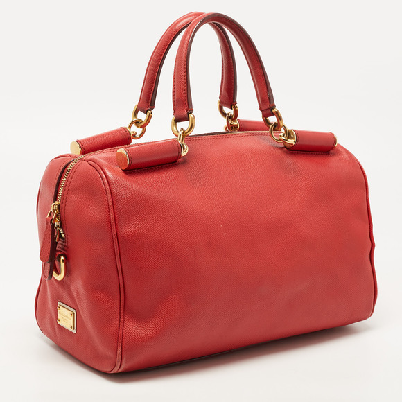 DOLCE & GABBANA Red Leather Miss Sicily Bowler Bag - Picture 3 of 8